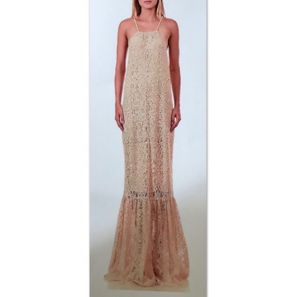 Full lace ruffle hem mermaid chic formal dress